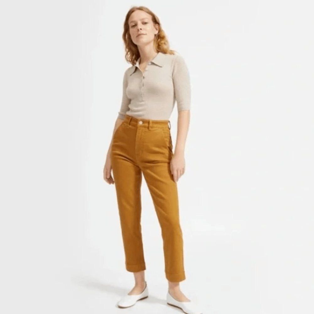 EVERLANE Straight Leg Crop Jeans in Golden Brown Yellow Size 0